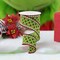 2.5" Dots & Stripes Glitter Tinsel Edge Ribbon: Lime Green, White & Red (10 Yards)